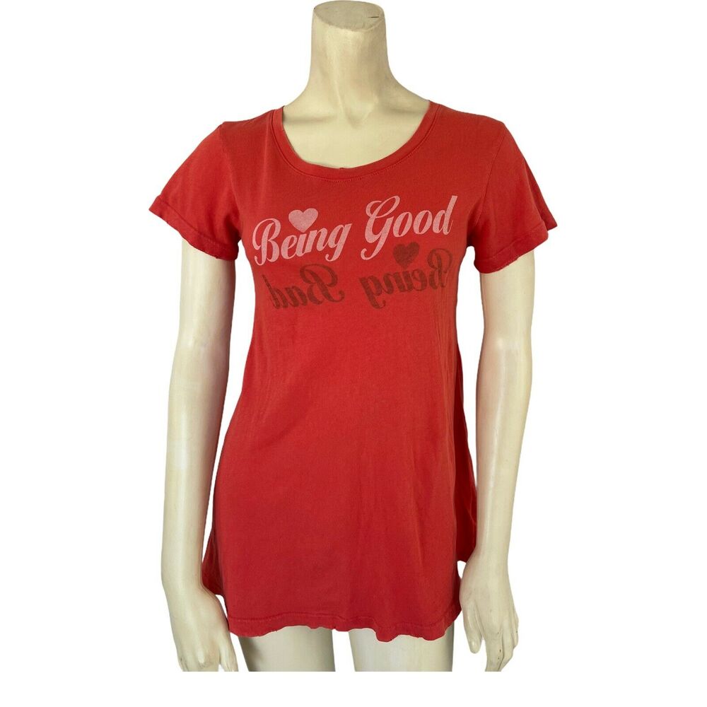 Wildfox Distressed Being Good Tee Shirt M FLAW